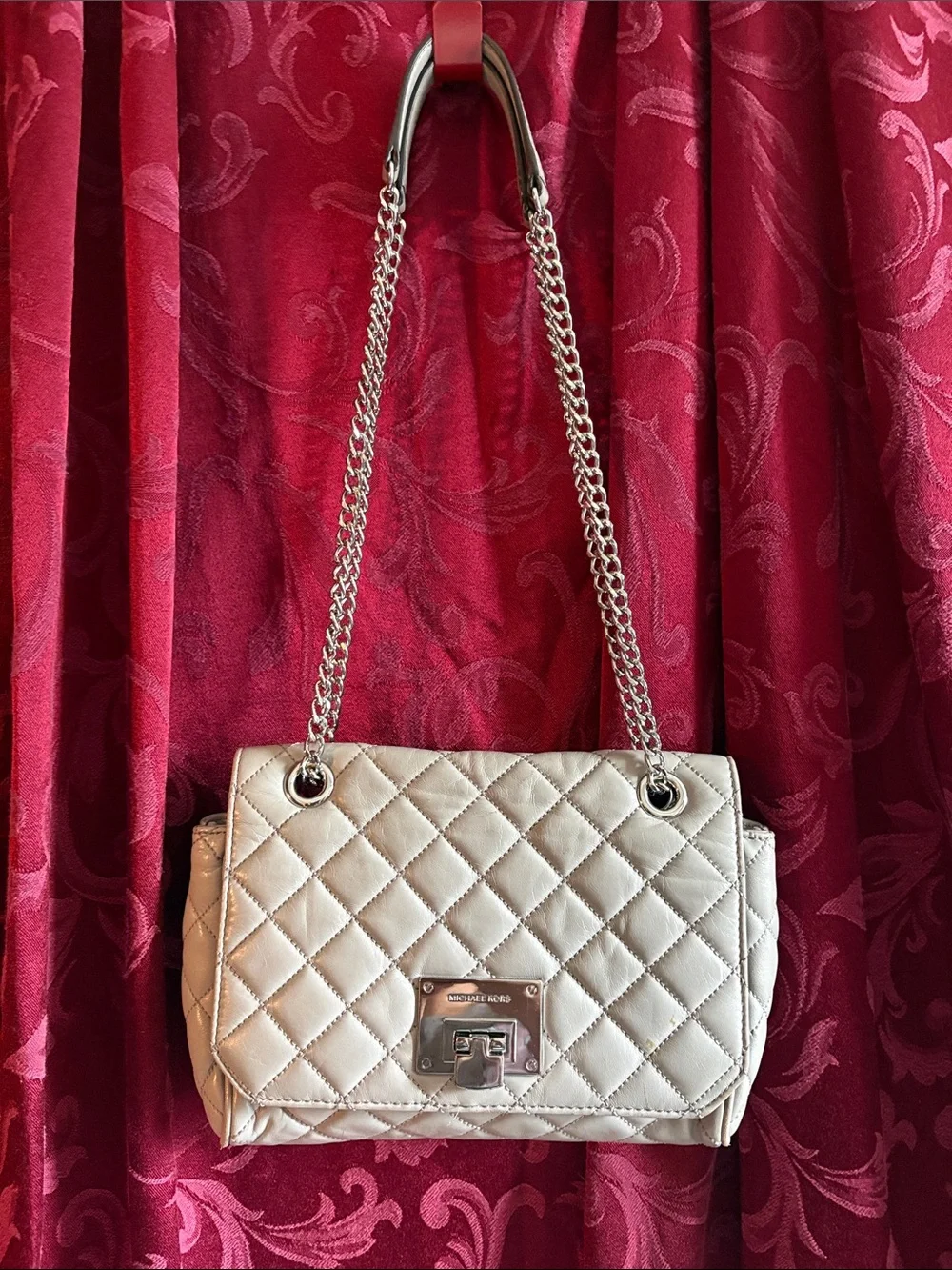 Michael Kors Quilted Chain-Handle Shoulder Bag in Ivory